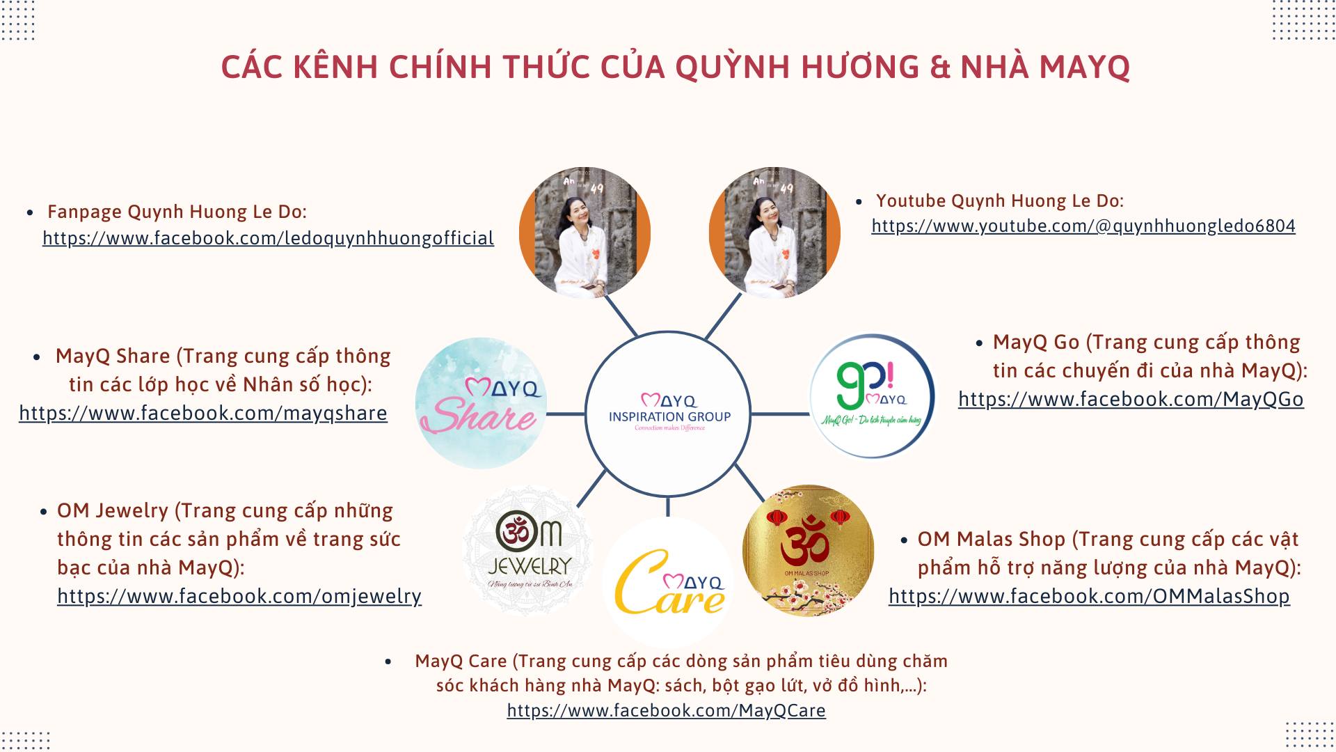 Với việc nội dung của Quỳnh Hương được đăng lại mà không có sự cho phép, chúng mình xin liệt kê các kênh chính thức của QH và nhà MayQ